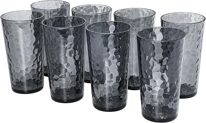 BPA-Free Plastic Tumblers 8 Pack | Reusable Dishwasher Safe | Stackable by AKMQYM