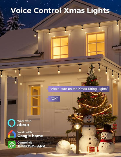 XMCOSY+ Smart Patio Lights 49Ft LED Outdoor String Lights Waterproof IP65 - Image 3