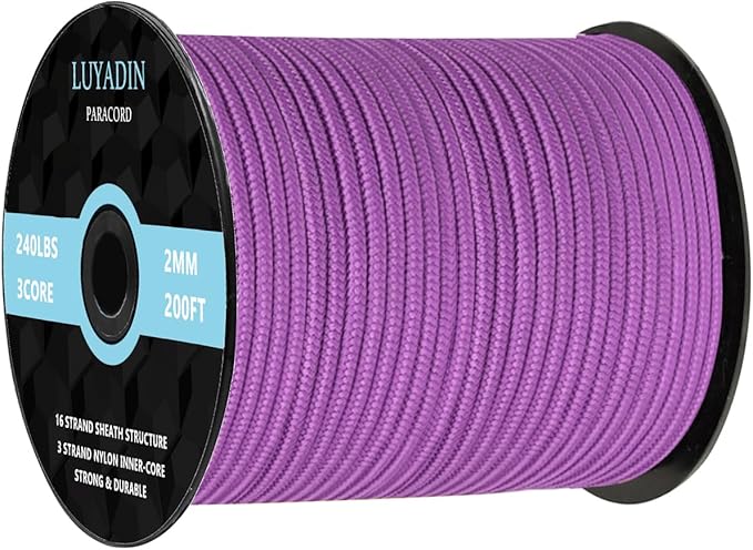 Paracord 240lb - Diameter 2mm Micro Utility Cord -3 Strand Parachute Spool Cord by LUYADIN