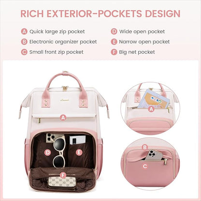LOVEVOOK Leather Backpack for Women, 15.6 Inch Laptop Bag, Professional Work - Image 3