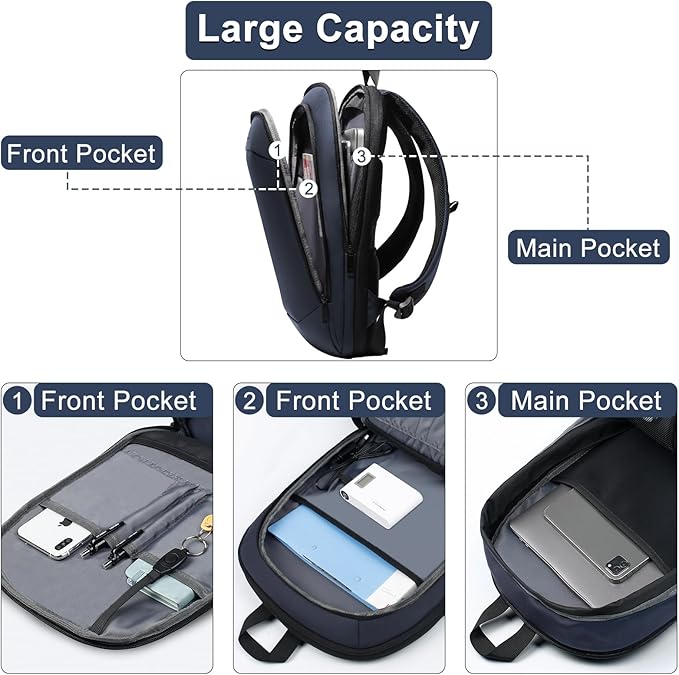 Business Backpack 17 Inch Slim Expandable Waterproof Travel Laptop Backpacks - Image 4