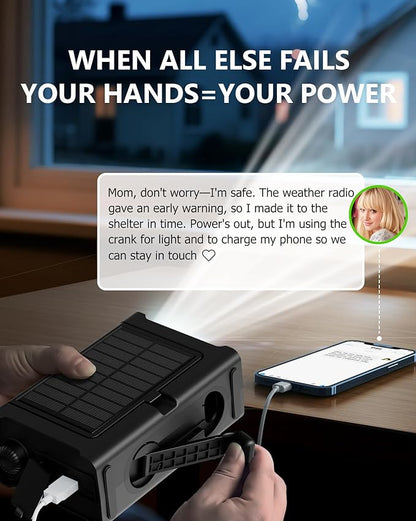 Emergency Weather Radio with Large Solar Panel, Efficient Hand Crank & Real - Image 3