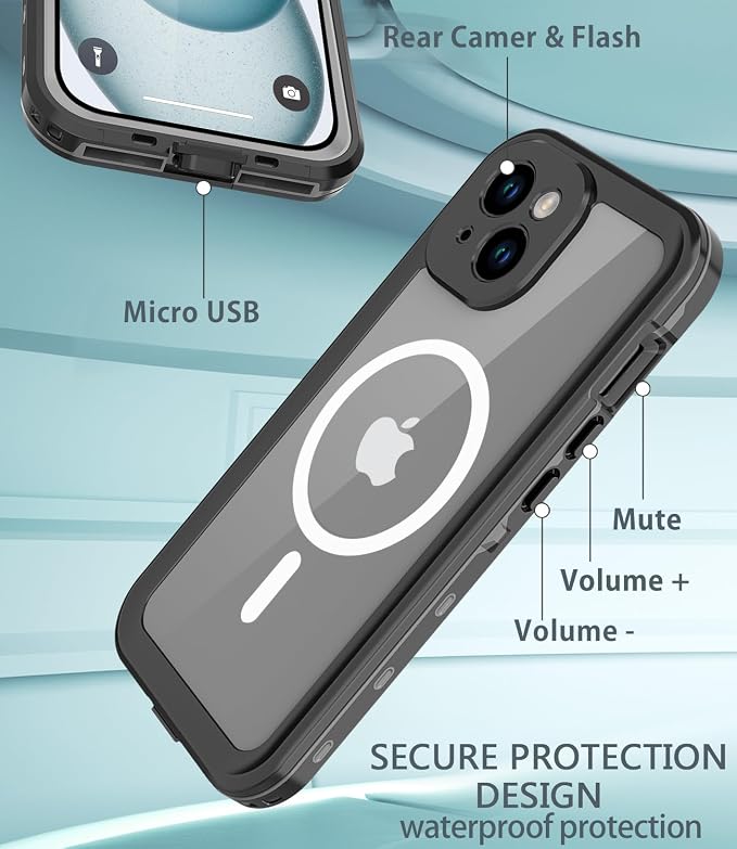 for iPhone 15 Plus Case Waterproof, Full-Body Hard Case Built-in - Image 6
