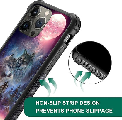for iPhone 13 Pro Max Case, Star Two Wolfs Howling Pattern Graphic Design Girl - Image 5