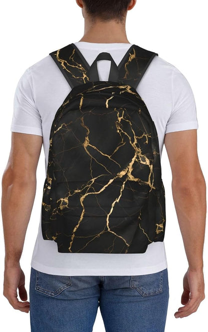 cfpolar 17 Inch Backpack Black & Gold Marble Art Laptop Bag Shoulder Bag School - Image 7