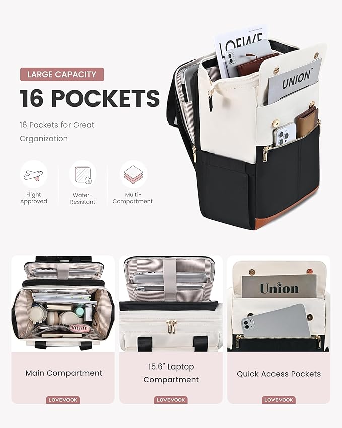 LOVEVOOK Laptop Backpack for Women, 15.6 Inch Work Laptop Bag - Image 2