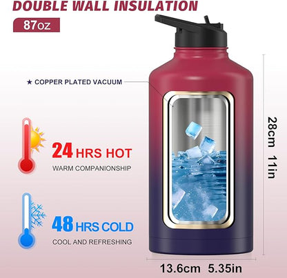 87oz Insulated Water Bottle, BPA Free&Leak Proof, 1.5 Gallon Stainless Steel - Image 3