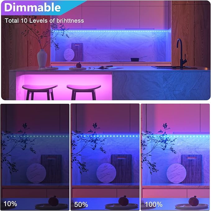 WOBANE 2PCS Rechargeable LED Strip Lights, Dimmable RGB Rope Lighting - Image 4