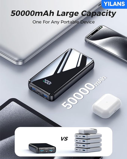 Portable Charger, 50000mAh Power Bank Built-in Cable, 22.5W PD USB C In & Out - Image 5