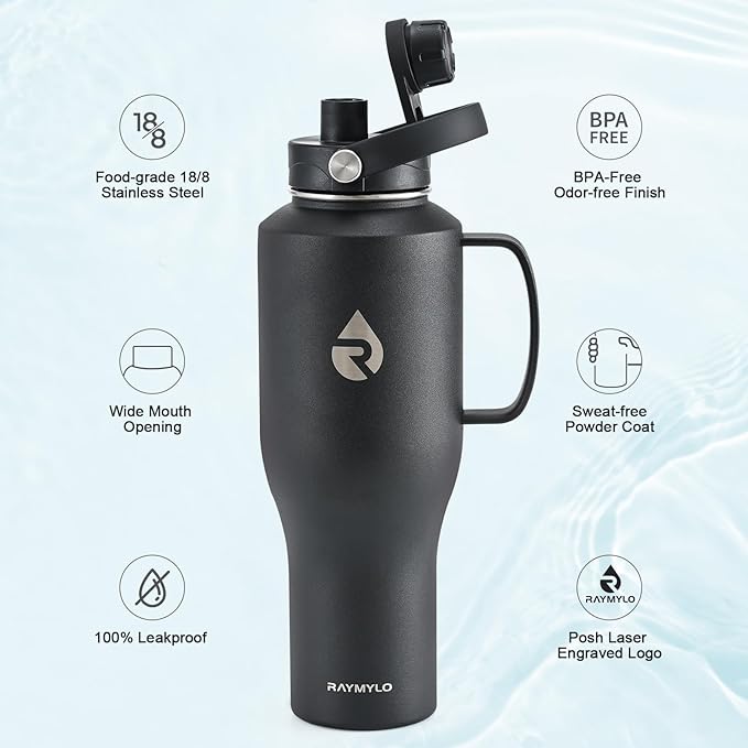 RAYMYLO Insulated Water Bottle 40oz, Stainless Steel Water Bottle - Image 4