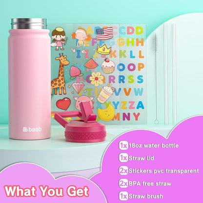 baab 18oz Kids Water Bottle, Insulated Water Bottle - Image 7
