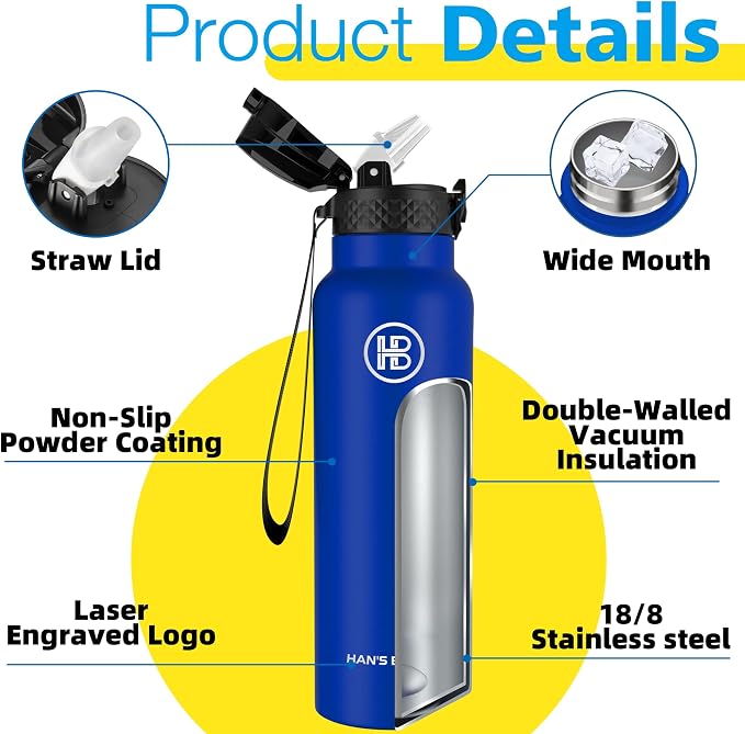 Han's Bottle Sports Water Bottle - 24 Oz - Image 5