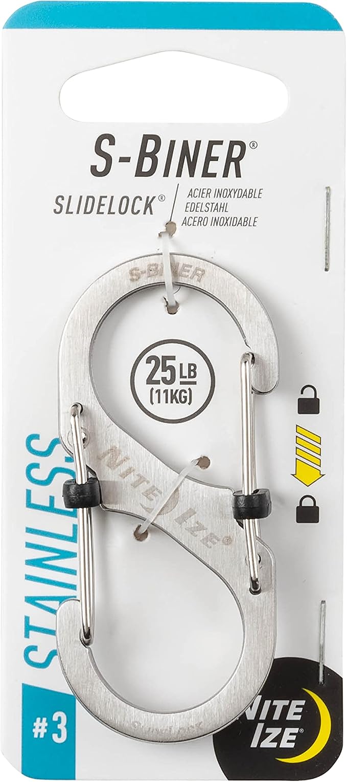 Nite Ize Size-3 S-Biner SlideLock Dual Carabiner, Locking Gates, Stainless Steel by NiteIze