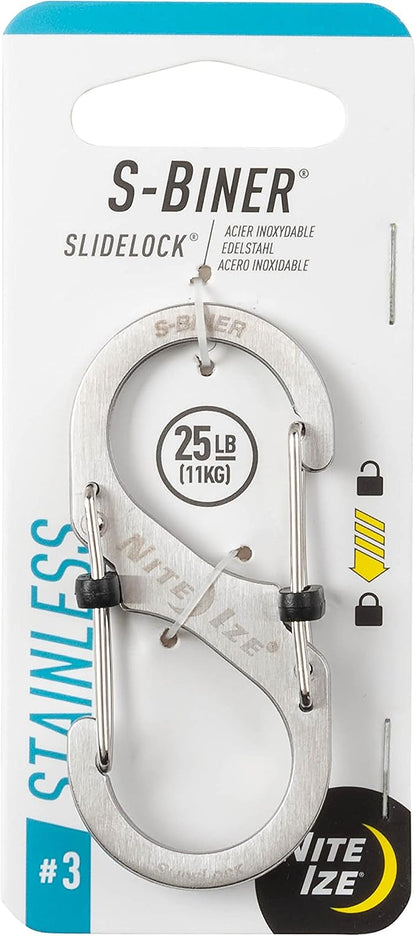 Nite Ize Size-3 S-Biner SlideLock Dual Carabiner, Locking Gates, Stainless Steel by NiteIze