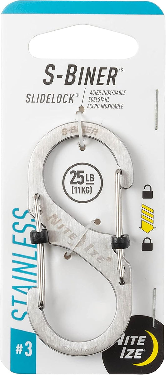 Nite Ize Size-3 S-Biner SlideLock Dual Carabiner, Locking Gates, Stainless Steel by NiteIze