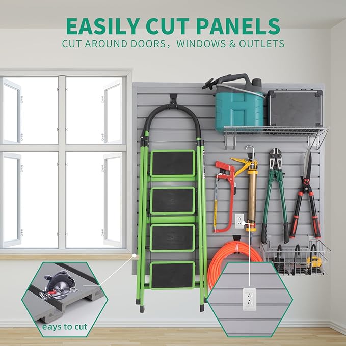 FRAYSCENT Slat Wall Paneling Garage Slat Wall Storage Systems Slatwall Panels - Image 5