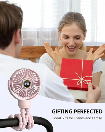 Portable Stroller Mini Fan, Small Rechargeable Personal Cooler w/ 360° Rotation - Image 7