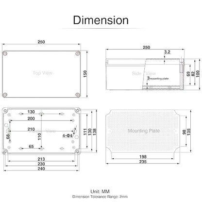 QILIPSU Junction Box with Mounting Plate 250x150x100mm, ABS Plastic DIY - Image 6