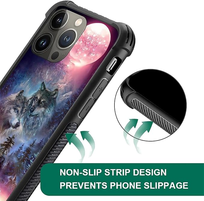 for iPhone 14 Pro Max Case, Star Two Wolfs Howling Pattern Graphic Design Girl - Image 2