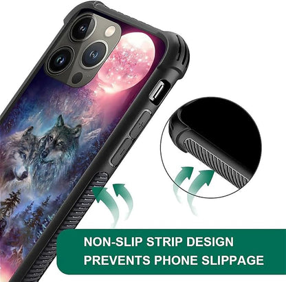 for iPhone 14 Pro Max Case, Star Two Wolfs Howling Pattern Graphic Design Girl - Image 2