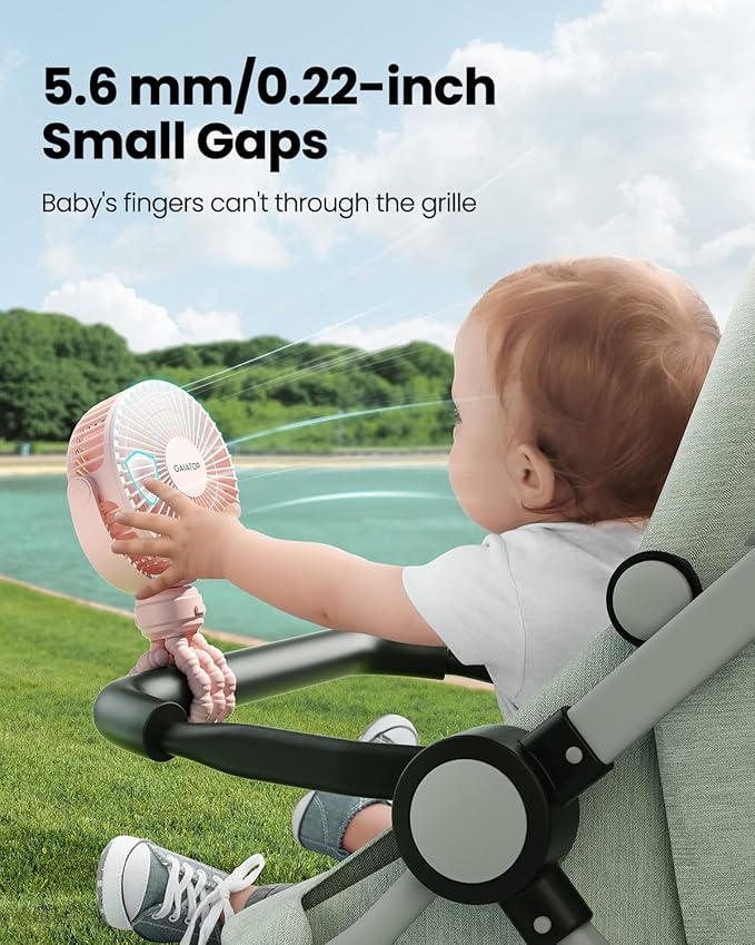 Gaiatop Mini Portable Stroller Fan, Battery Operated Small Clip on Fan - Image 2