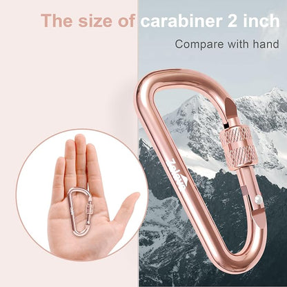 6PCS Carabiner Keychain, 2 inch Aluminum D-Clip Caribeener - Image 3