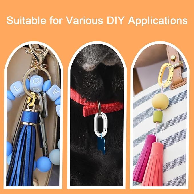 CooBigo 10Pack 3/4 Inch Small Oval Carabiner, Metal Spring Tiny Carabiner Clips - Image 6