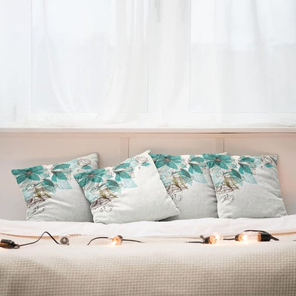 Ambesonne Turquoise Throw Pillow Cushion Case Pack of 4, Flowers Buds Leaf at - Image 6