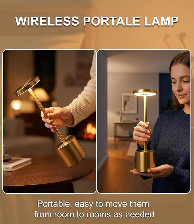 Swinerton Cordless Table Lamp Set of 2, Wireless 3 Color Dimmable Touch Lamp - Image 6
