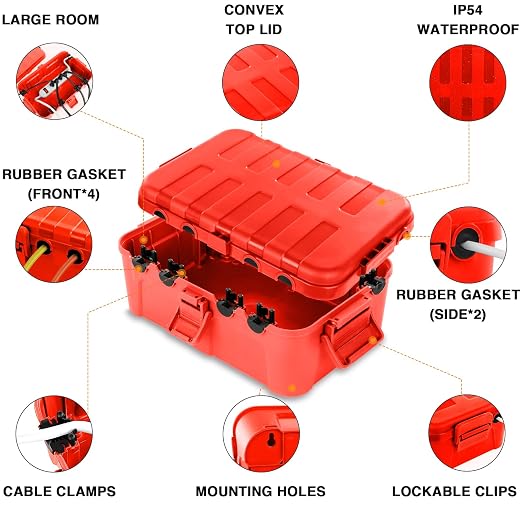 Flemoon Large Outdoor Electrical Box, IP54 Waterproof Outdoor Extension Cord - Image 3