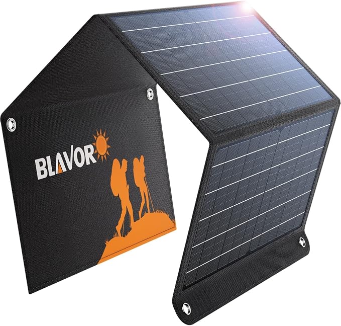 BLAVOR 30W Solar Charger USB-A QC3.0 24W USB-C DC 30W Outputs, Foldable Solar by BLAVOR