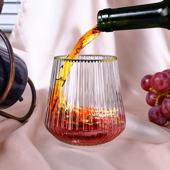 Lueumxc 40 Pack Plastic Ribbed Wine Glasses, 14Oz Origami Disposable Wine - Image 5