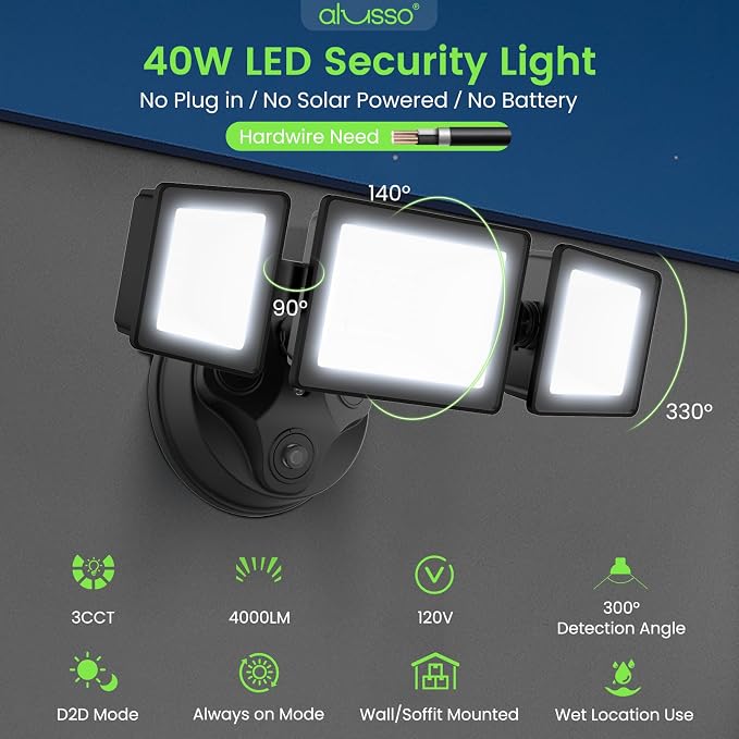 ALUSSO Dusk to Dawn Outdoor Lighting, 120V 40W 4000LM Dusk Till Dawn Outdoor - Image 2
