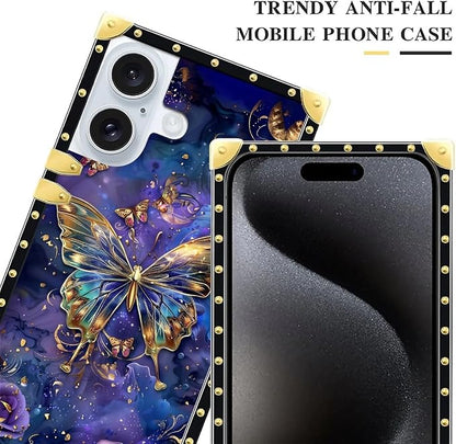 Compatible with iPhone 16 Plus Case, Glistening Golden Butterfly Vibrant Purple - Image 5