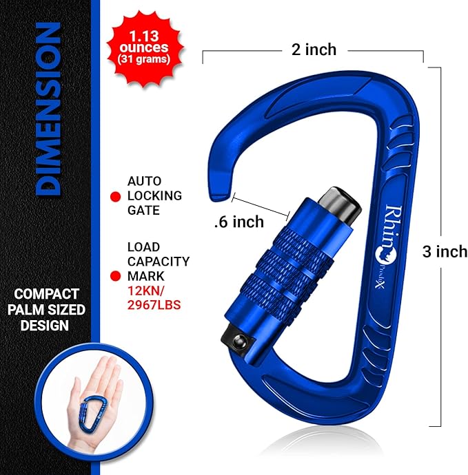 Rhino Produxs 12kN Heavy Duty Carabiner Clips, - Image 2
