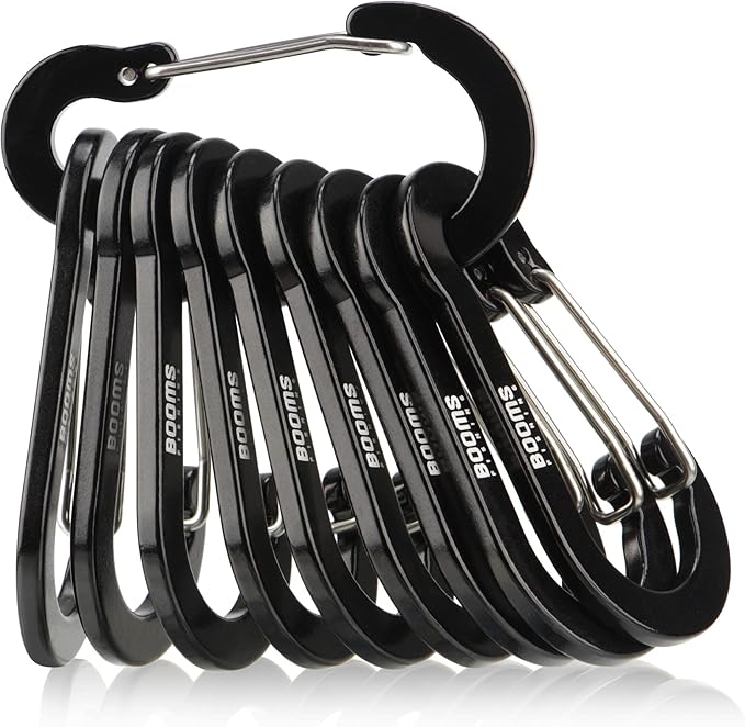 Booms Fishing CC5 Multi-Use Carabiner Clips, 10 Pack 2.7" Small Caribeener Clips by BoomsFishing