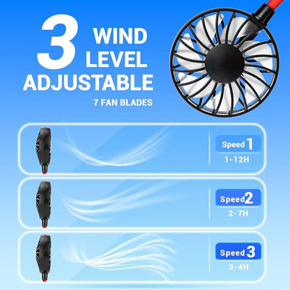 Portable Neck Fan Rechargeable Personal HandFree Fan Mini USB Wearable Neckband - Image 3
