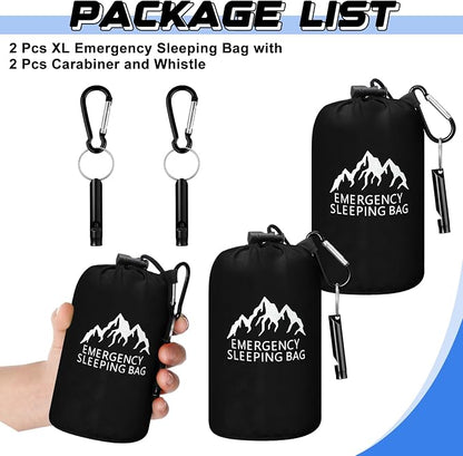 Oudain 2 Pcs XL Emergency Sleeping Bag 94.5" x 49.2" Waterproof Survival - Image 2
