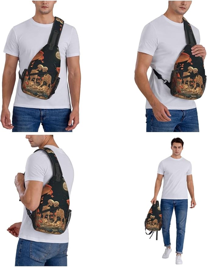 FyLybois Skull Sling Bag for Women Lightweight Crossbody Backpack Casual Daypack - Image 7