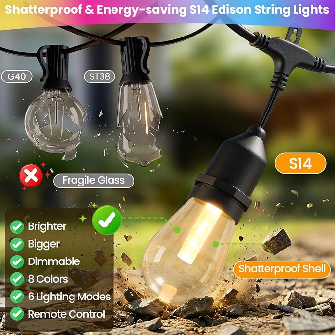 Larkvue 48FT RGBW Outdoor String Lights - Image 7