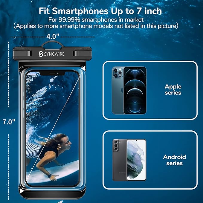SYNCWIRE [2-Pack Waterproof Case IPX8 Universal Waterproof Phone Pouch Dry Bag - Image 6