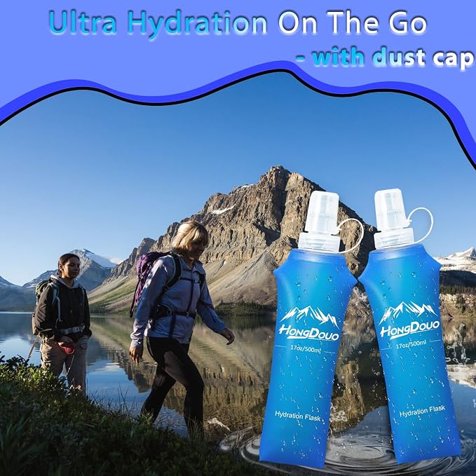 2 Packs Soft Flask, 17oz/500ml TPU Collapsible Soft Water Bottle - Image 4