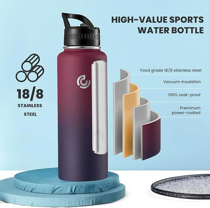 COKTIK 40oz Sports Water Bottle, Stainless Steel Water Bottle - Image 3