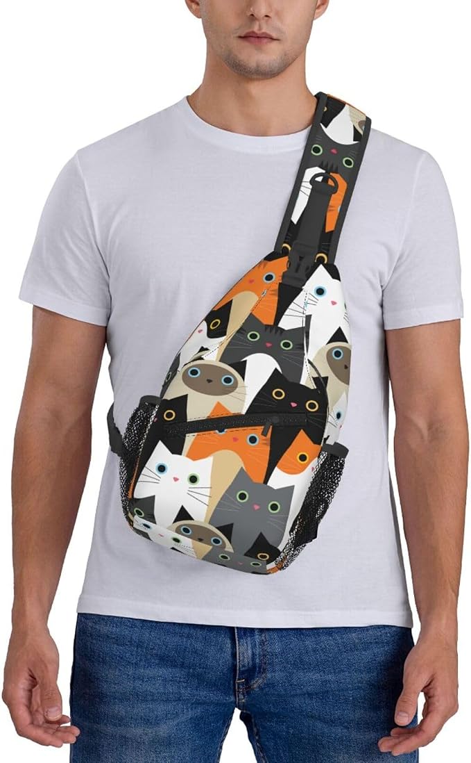 Cute Cats Sling Bag For Women Men Fashion Print Backpack Crossbody Shoulder Bag - Image 7