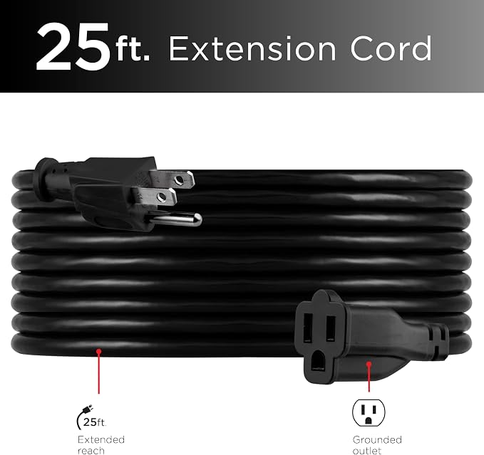 UltraPro Outdoor Extension Cord, 25 Ft, Heavy Duty, UL Certified 3 Prong - Image 2