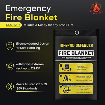 Emergency Fire Blanket For Home And Kitchen, Safe Touch Silicone Coated - Image 6