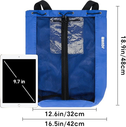 WANDF Swim Bag Mesh Drawstring Backpack Beach Backpack - Image 8