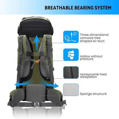 Bseash 80L Waterproof Hiking Camping Backpack - Image 3