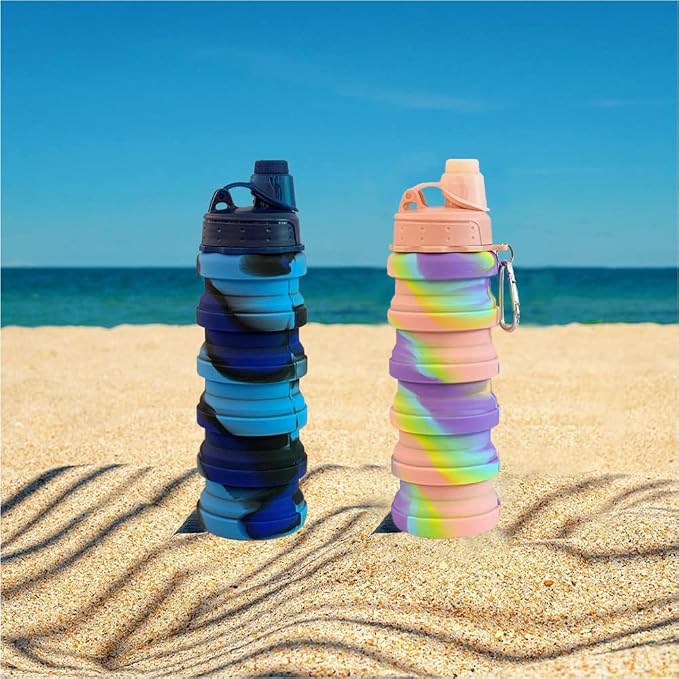 Collapsible Water Bottles 2 pack Travel Water Bottle 500ML（ Blue Camouflage + - Image 7