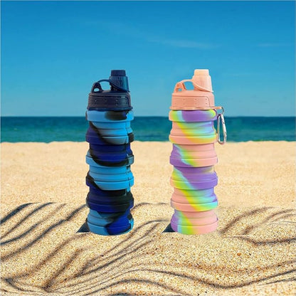 Collapsible Water Bottles 2 pack Travel Water Bottle 500ML（ Blue Camouflage + - Image 7